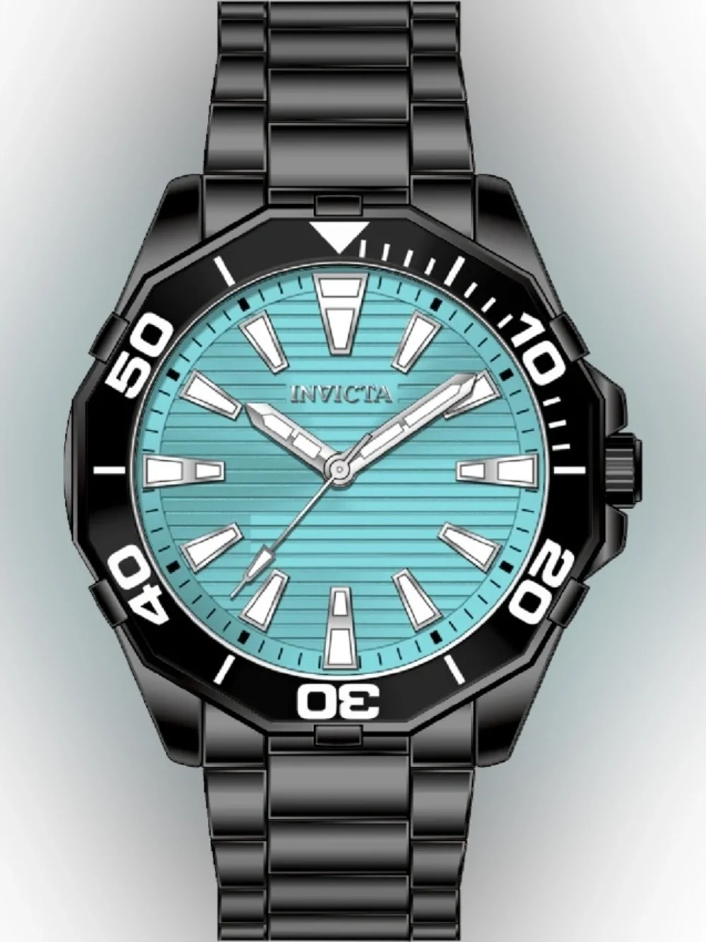 NEW Invicta Diver Meridian 46mm Black Aqua Blue Quartz Watch Bold Classic